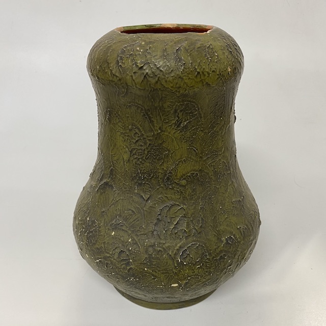 VASE, Olive Green w Pattern